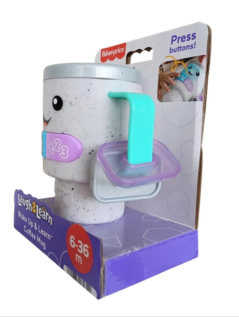 Fisher-Price Laugh & Learn Wake Up & Learn Coffee Mug • Interactive Baby Toy NEW